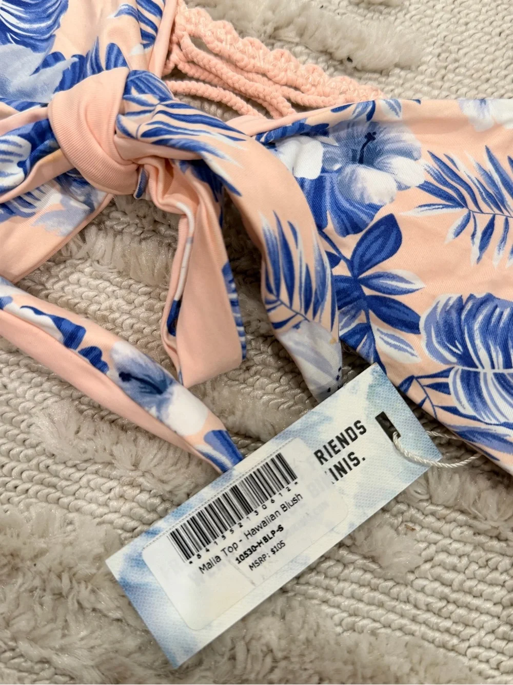 Frankie's Bikinis Peach & Blue Floral Tie-Front Bikini Set